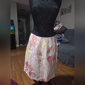 LOFT Floral Mini Skirt with Pink and Green Accents